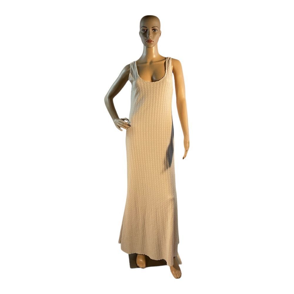 Somedays Lovin Women’s Beige Burning Palms Knitted Maxi Beach Dress Size Medium